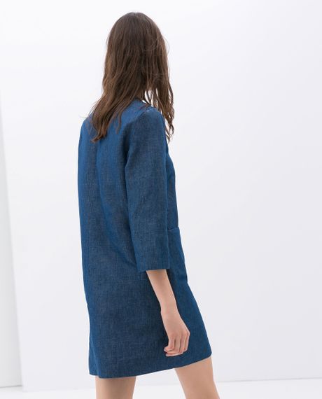 Zara Denim Shirt Dress in Blue (Indigo)