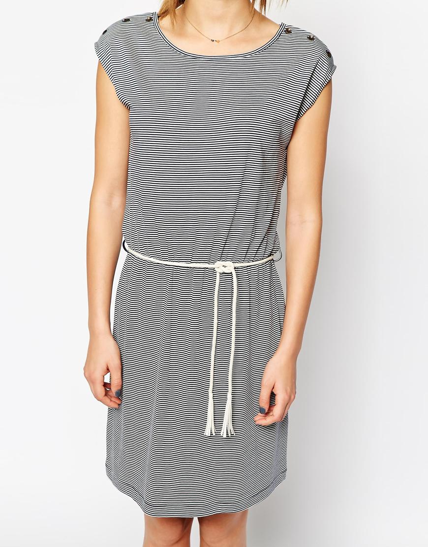 Sessun Chad Dress In Stripe With Rope Belt in Gray Lyst