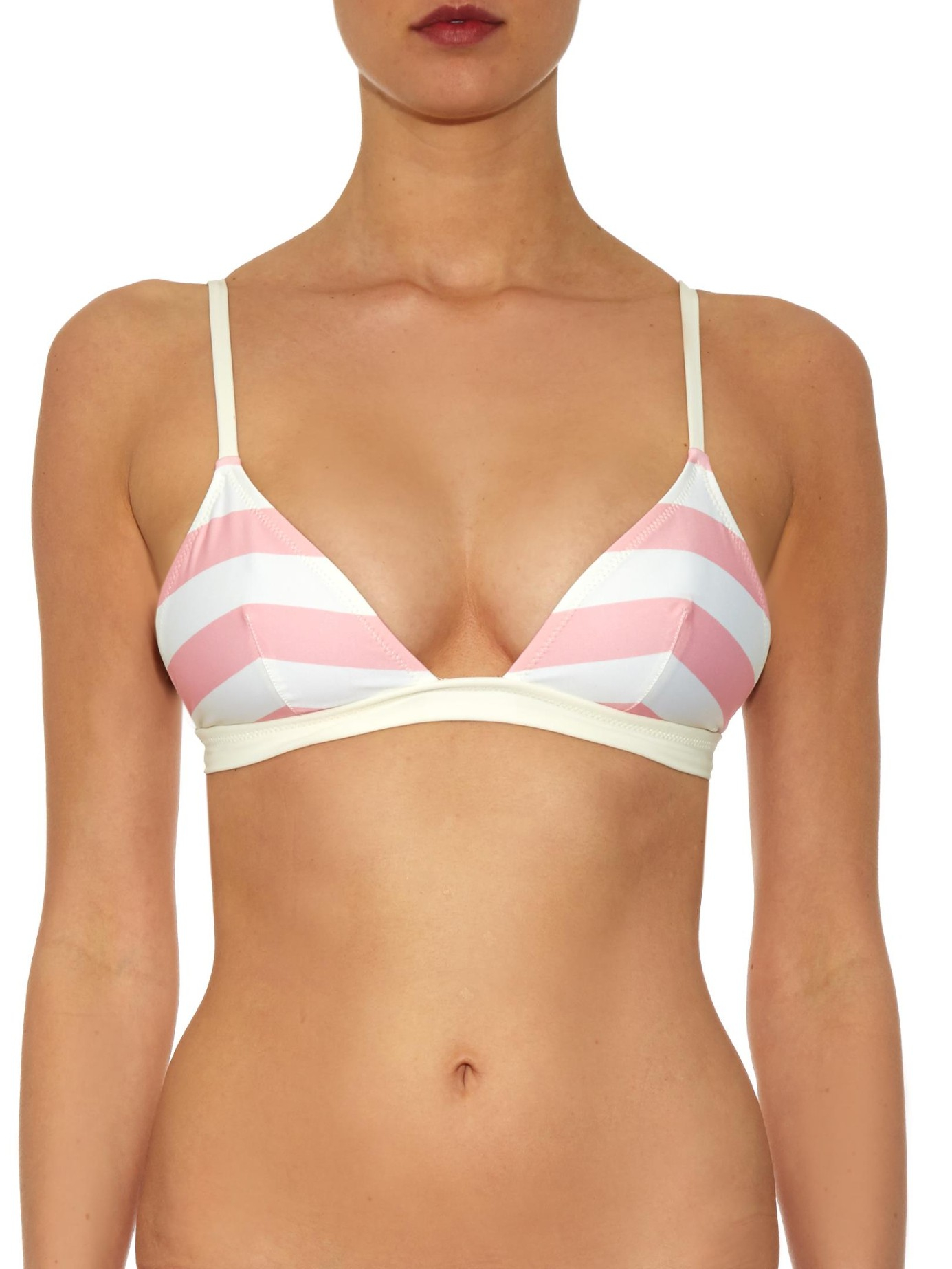 Lyst Solid Striped The Morgan Striped Triangle Bikini Top In Pink