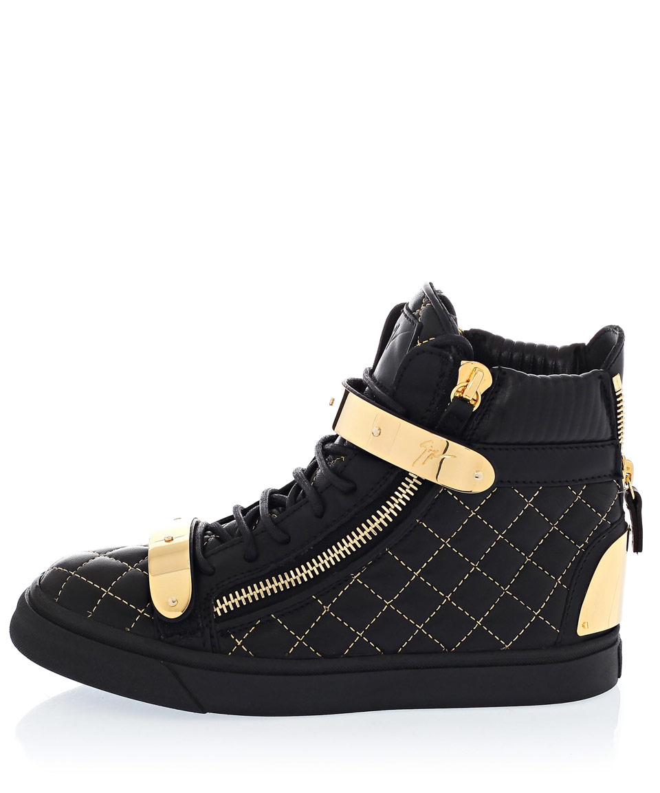 black and gold giuseppe trainers