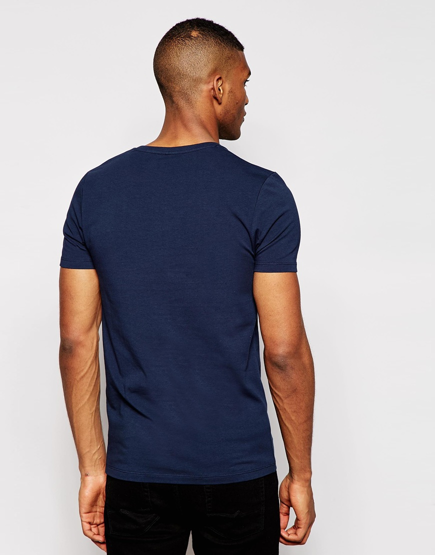 Lyst - Asos Muscle Fit T-shirt With V Neck And Stretch in Blue for Men