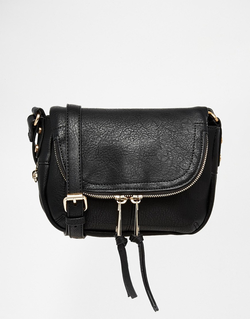 Lyst - Oasis Fold Over Zip Detail Cross Body Bag in Black