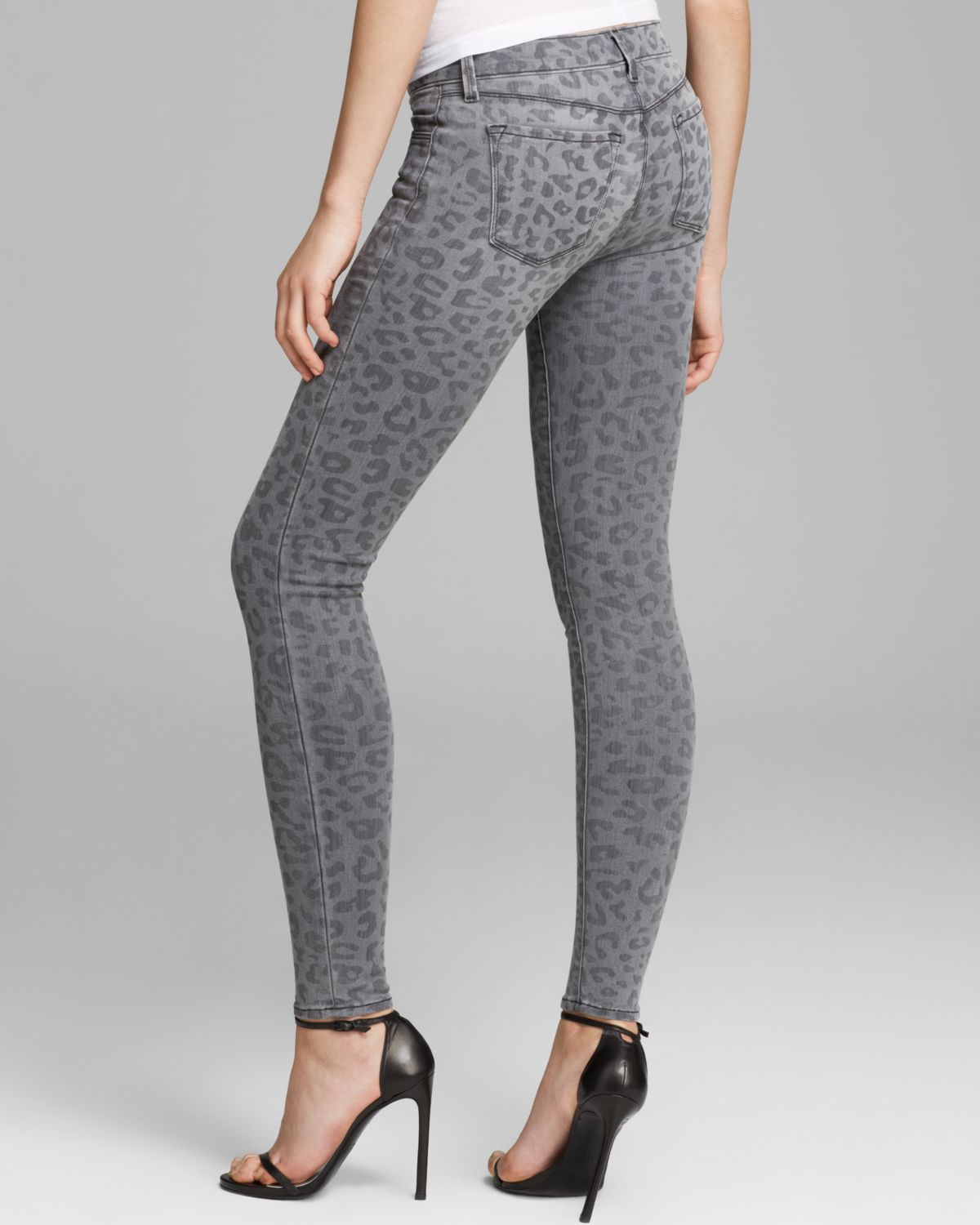 Lyst J Brand Jeans Leopard Printed Skinny In Onyx In Gray
