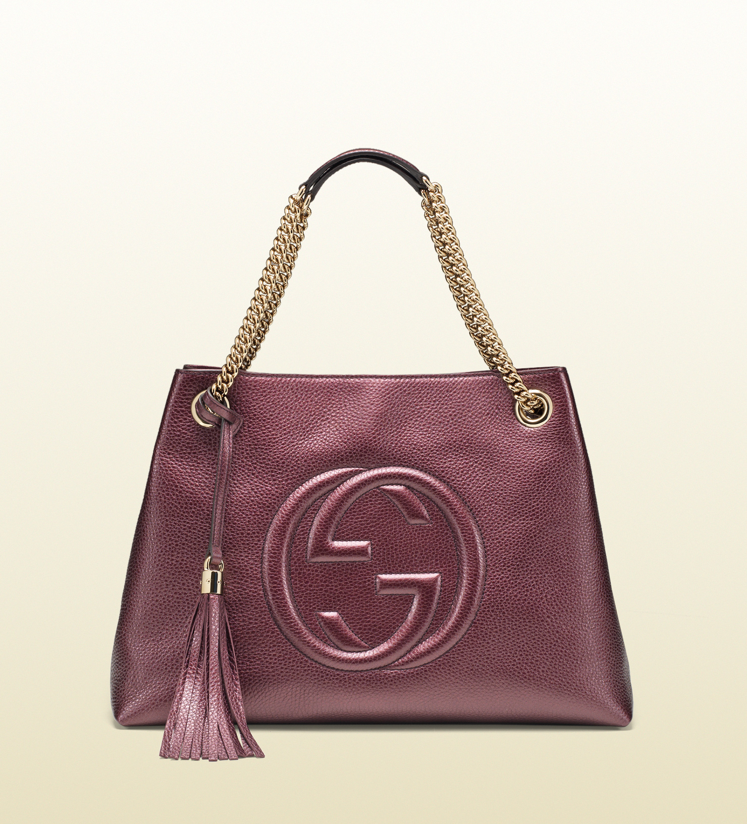 Gucci Soho Metallic Leather Shoulder Bag in Purple | Lyst