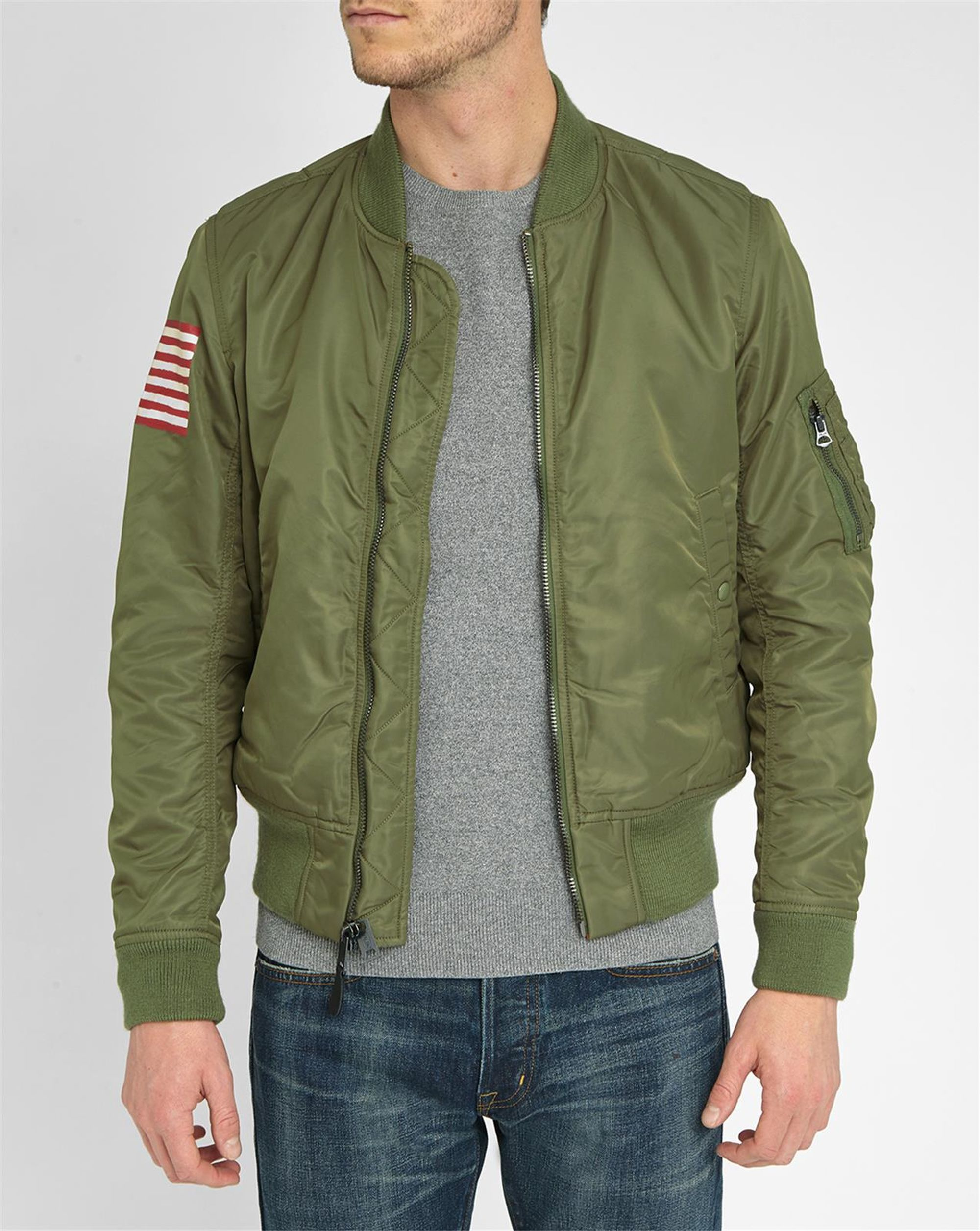 Denim & supply ralph lauren Khaki Indian Nylon Bomber Jacket With ...