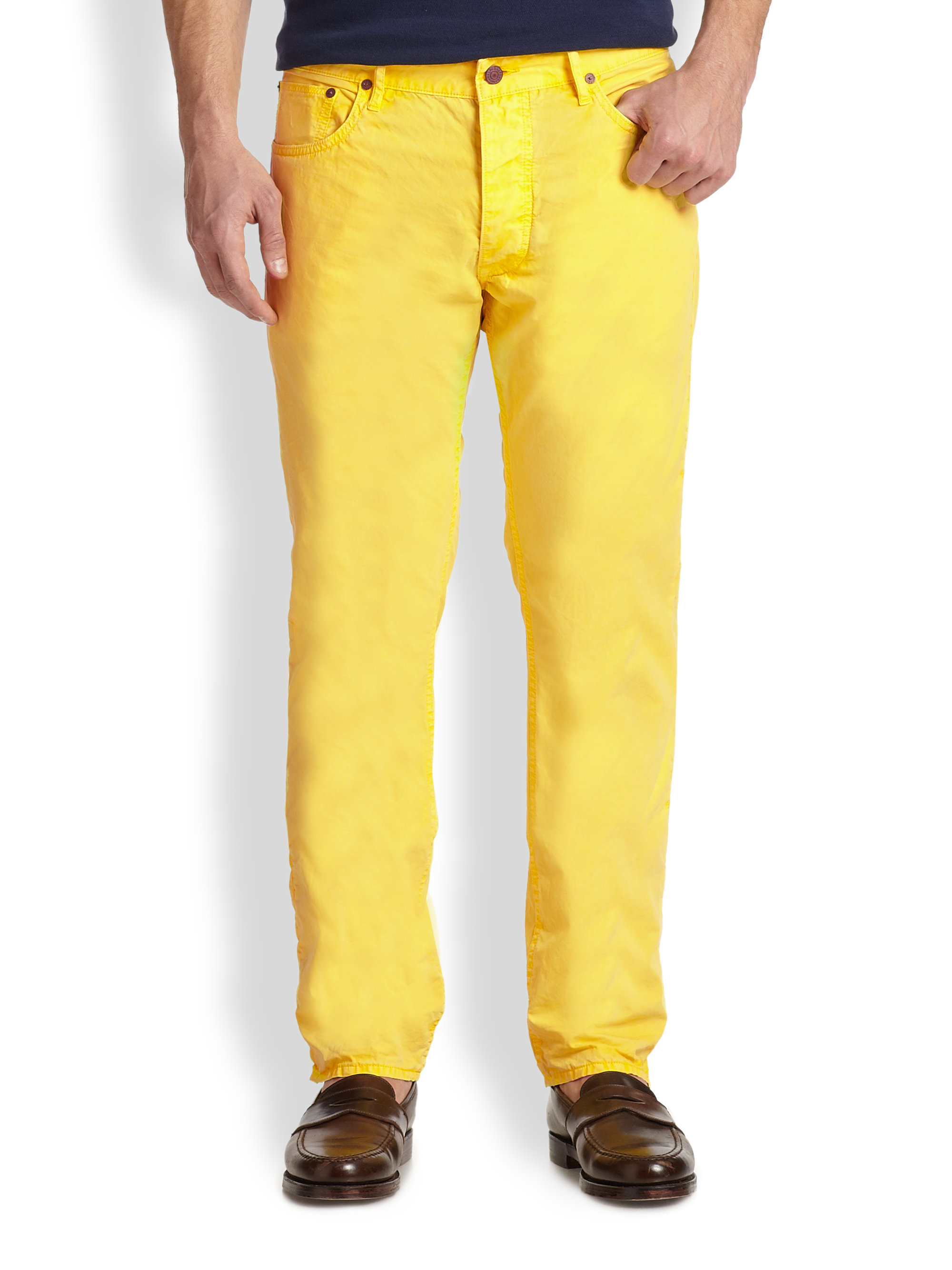 Polo Ralph Lauren Slim-Fit 5-Pocket Poplin Pants in Yellow for Men - Lyst