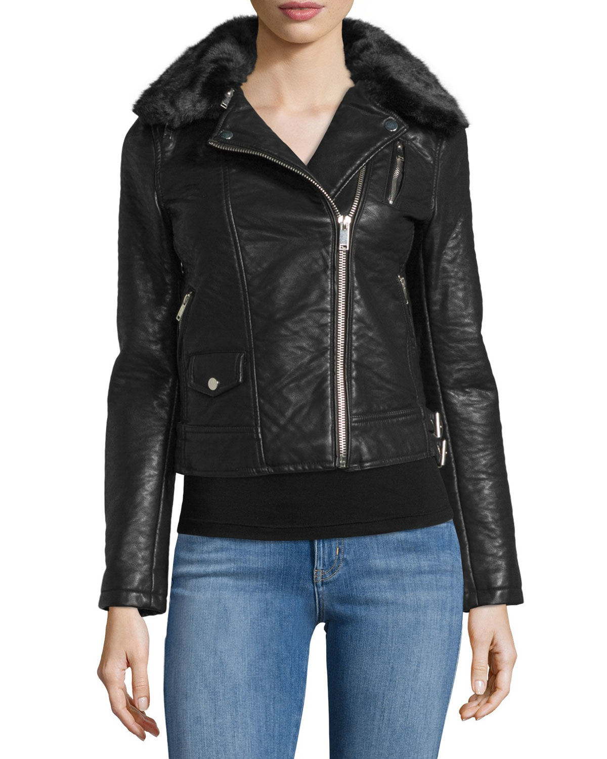 faux leather jacket long