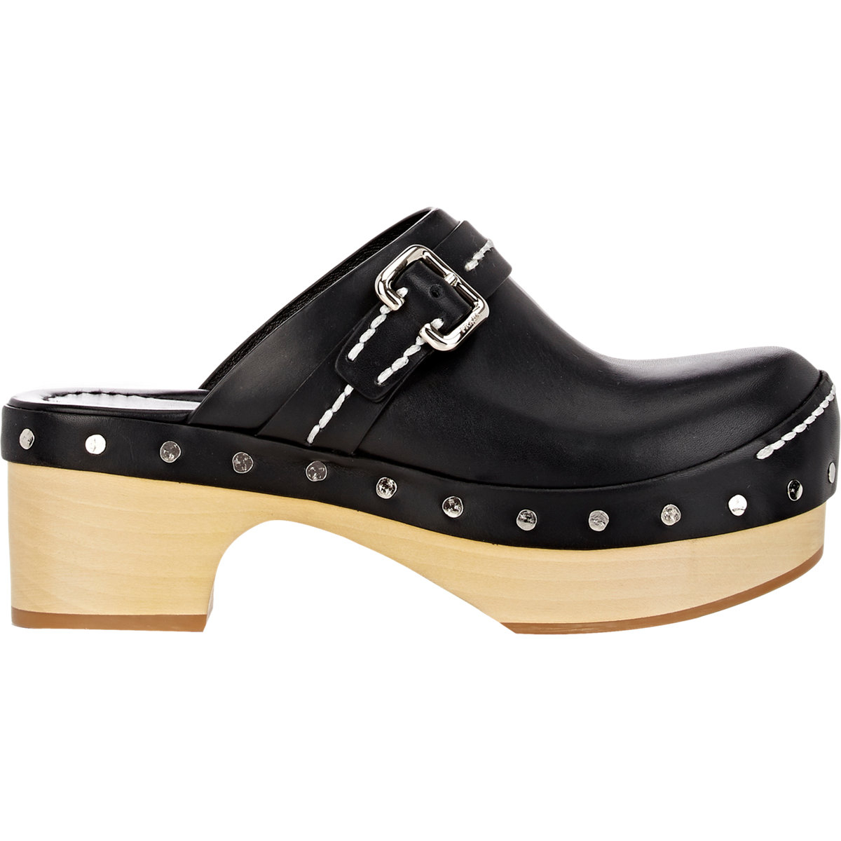 prada shearling lined leather clogs