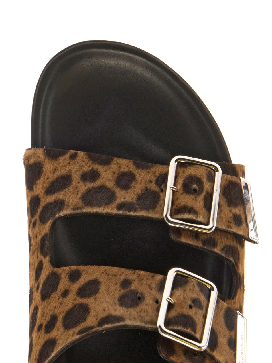 leopard calf hair slides