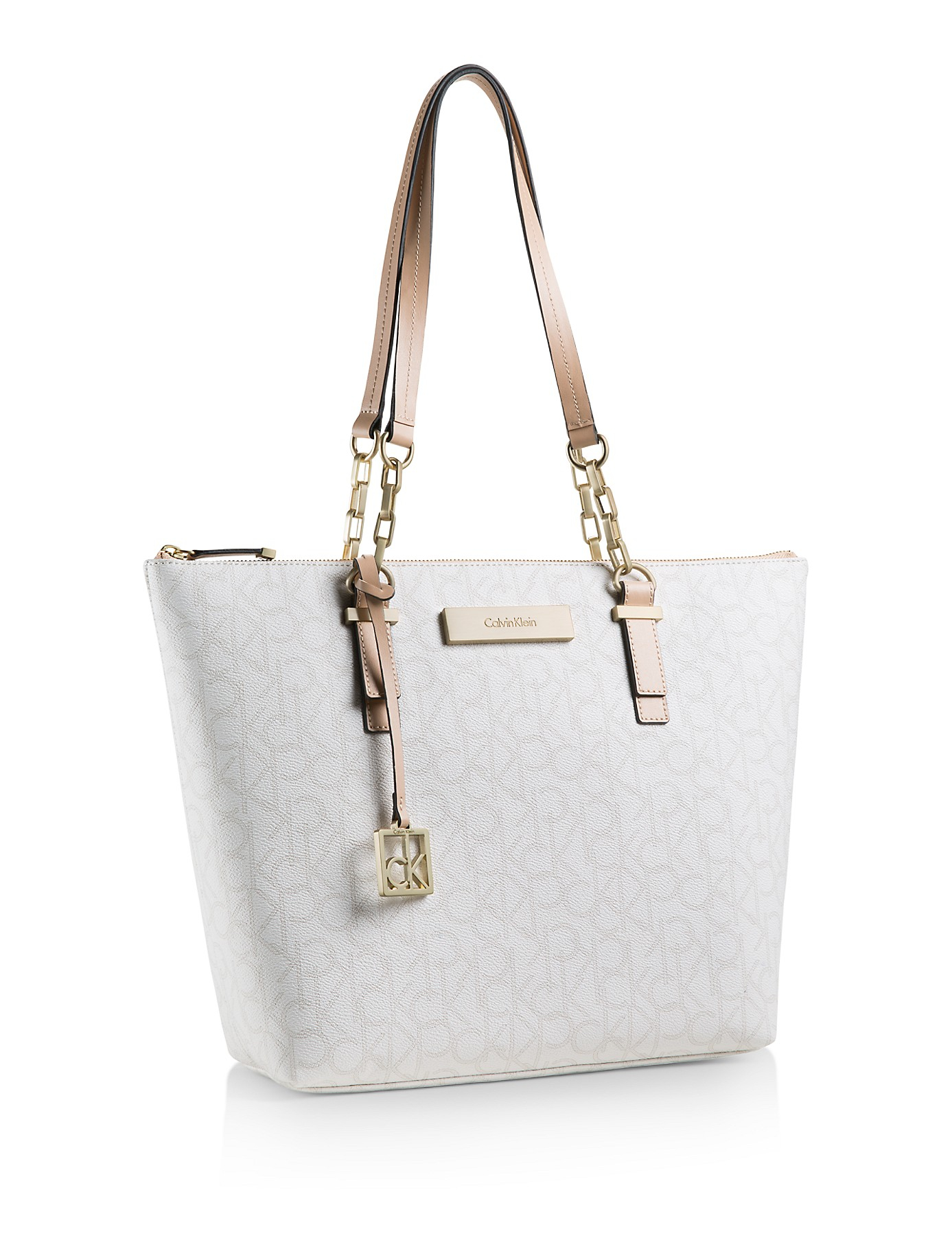 Lyst - Calvin Klein White Label Jordan Logo Zip Top Tote Bag in White