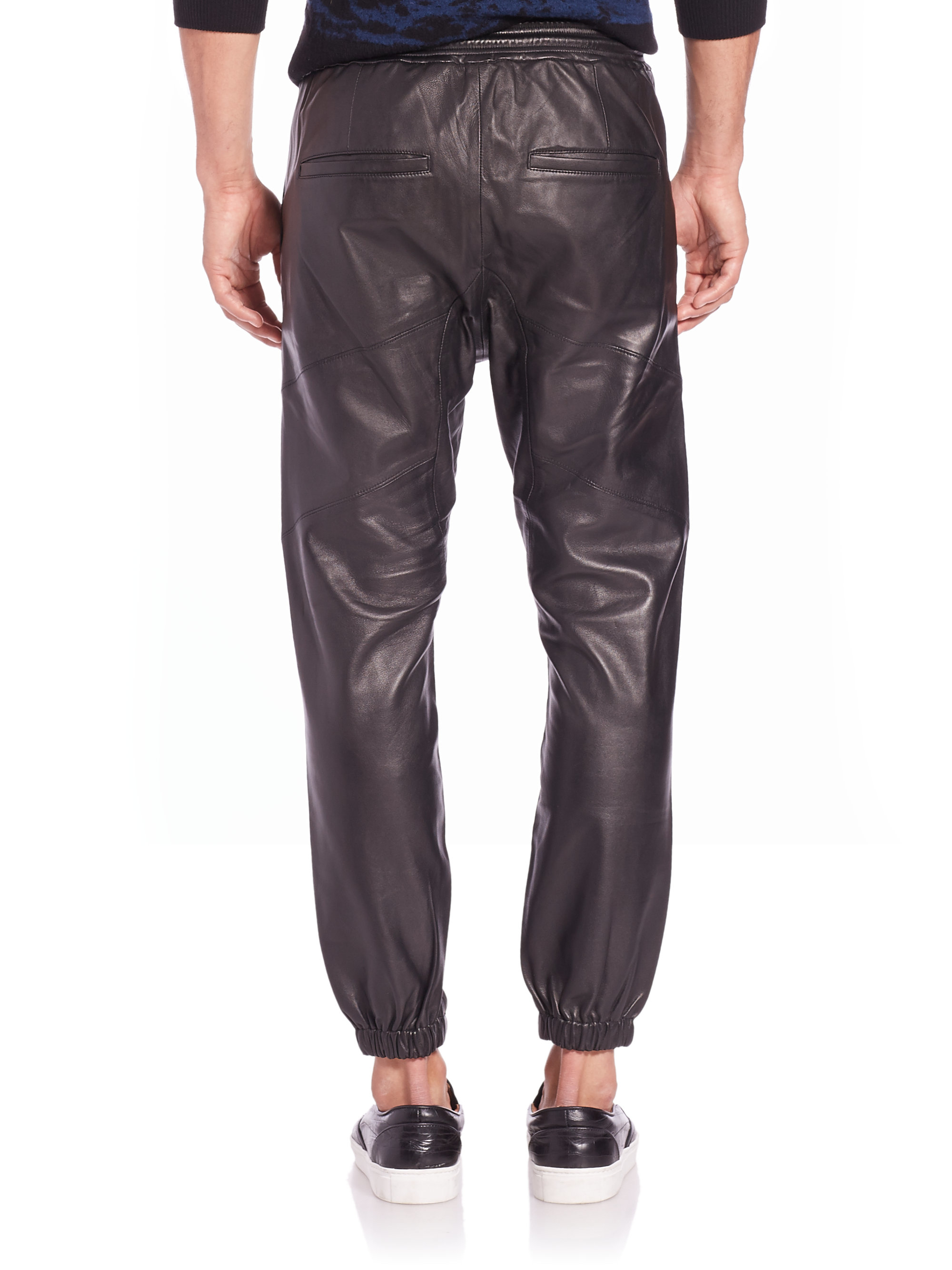 J brand Kilmer Leather Jogger Pants in Black for Men | Lyst