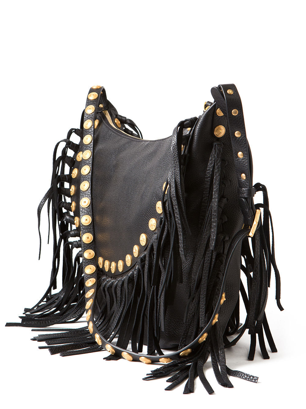Lyst - Valentino Rockee Fringe Hobo Bag in Black