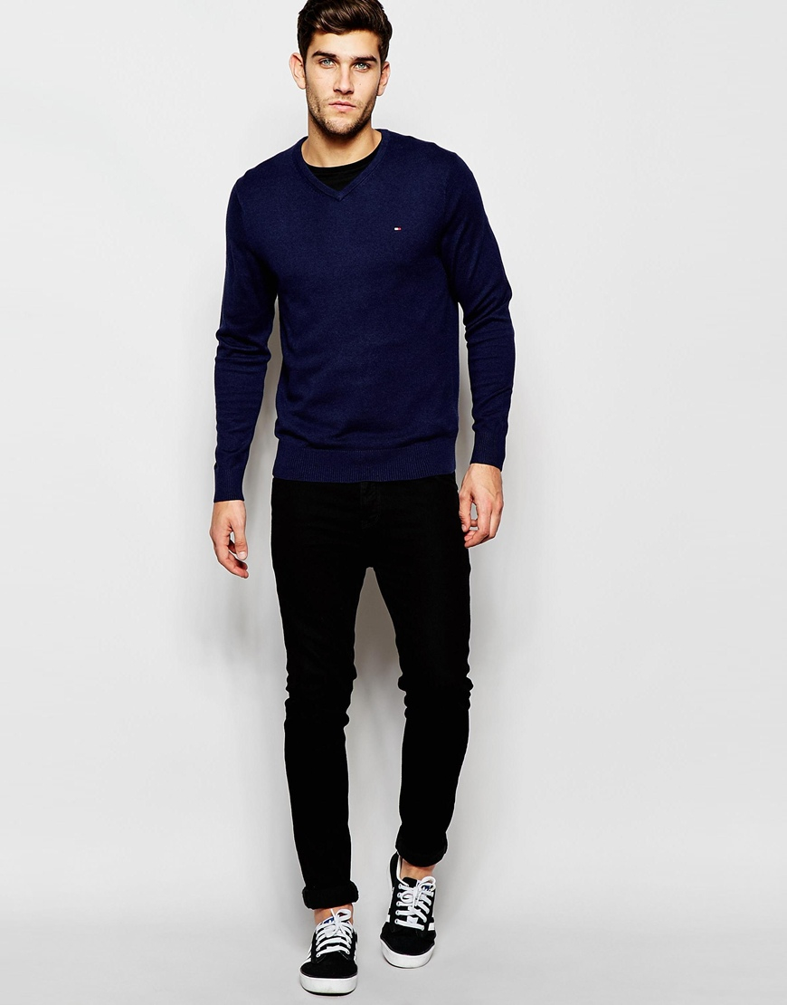 Lyst - Tommy Hilfiger Sweater With V Neck in Blue for Men