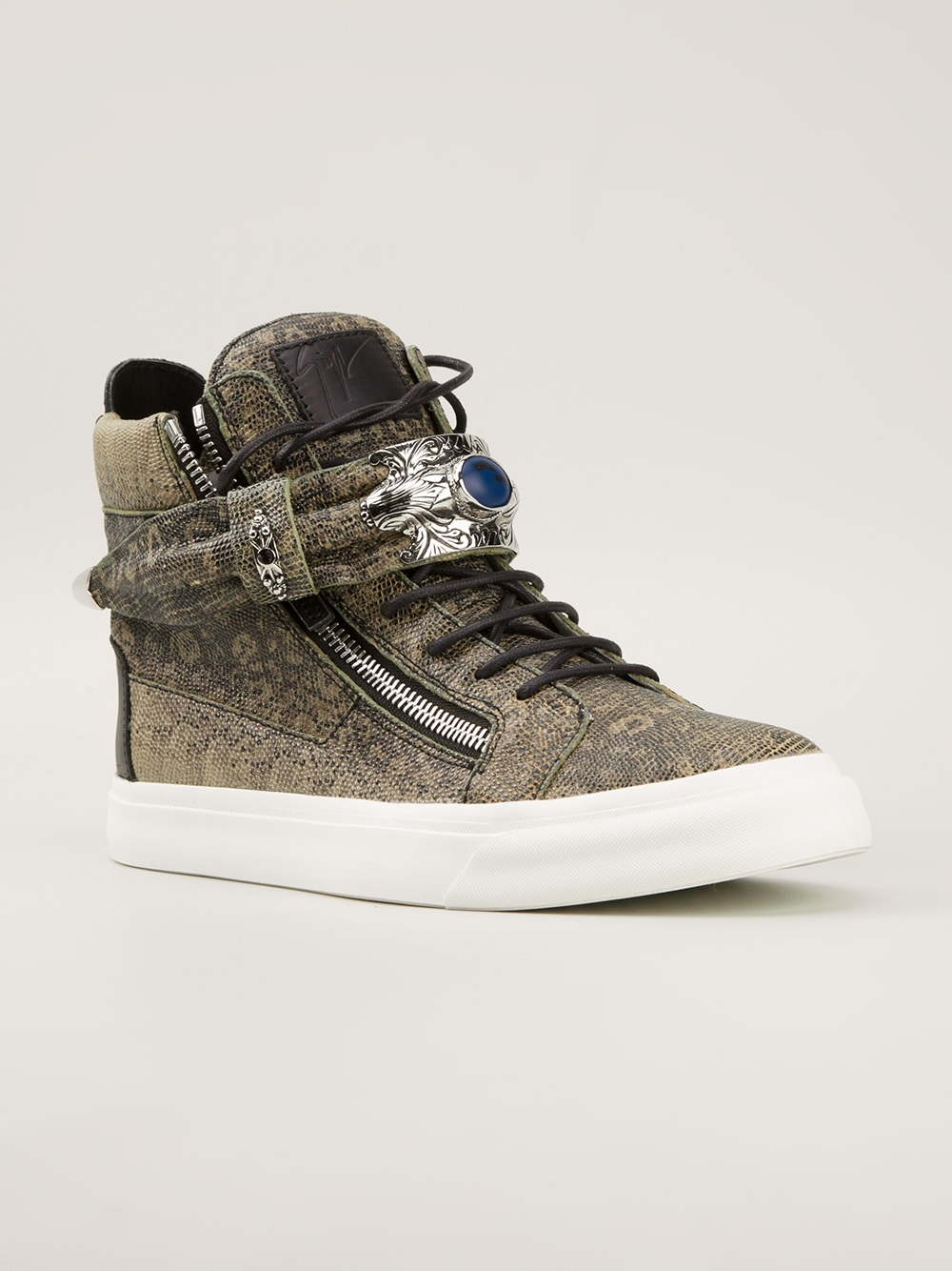 Lyst - Giuseppe Zanotti Snakeskin Print Hitops in Green for Men