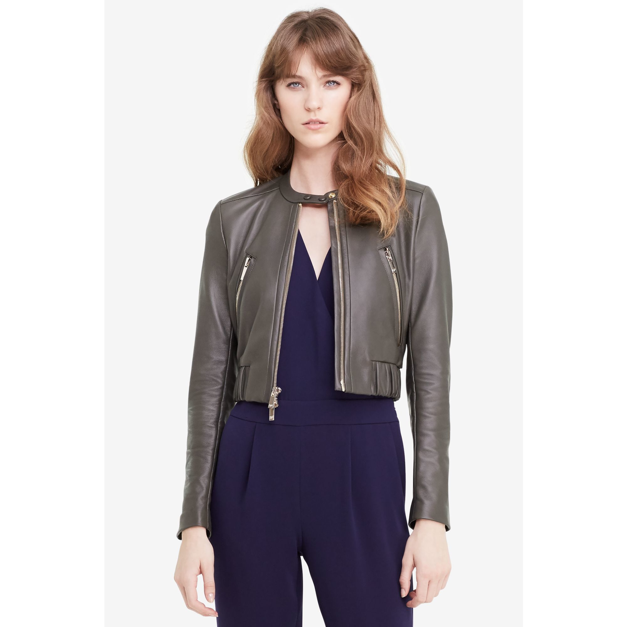 Diane Von Furstenberg Dvf Buckley Leather Er Jacket In Gray Lyst Gallery