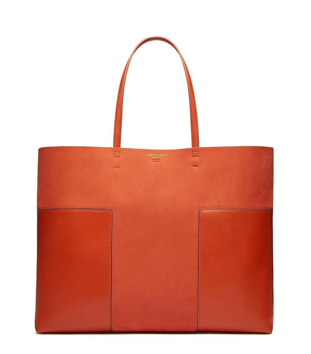 Tory burch Block-t Large Tote in Orange | Lyst