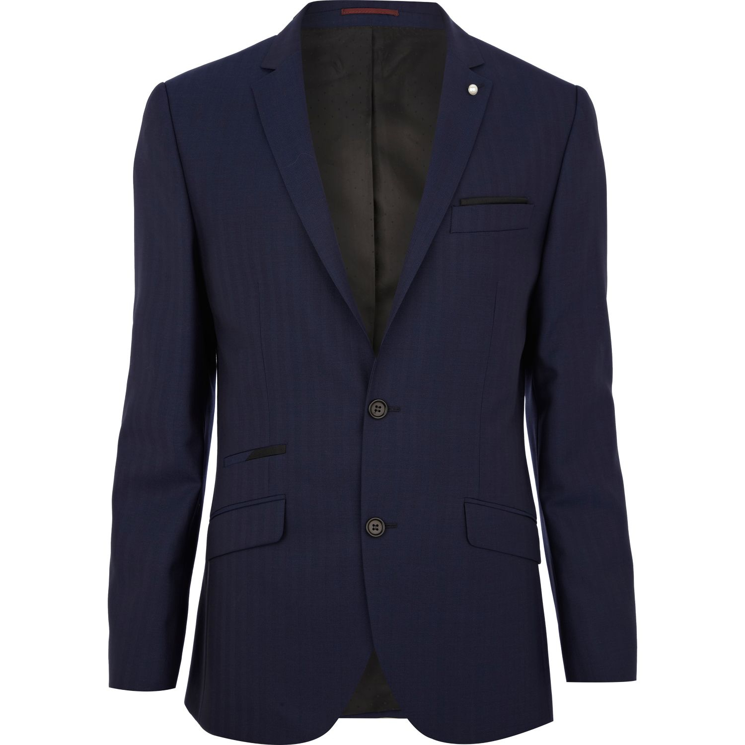 River Island Navy Herringbone Slim Suit Jacket in Blue for Men (navy ...