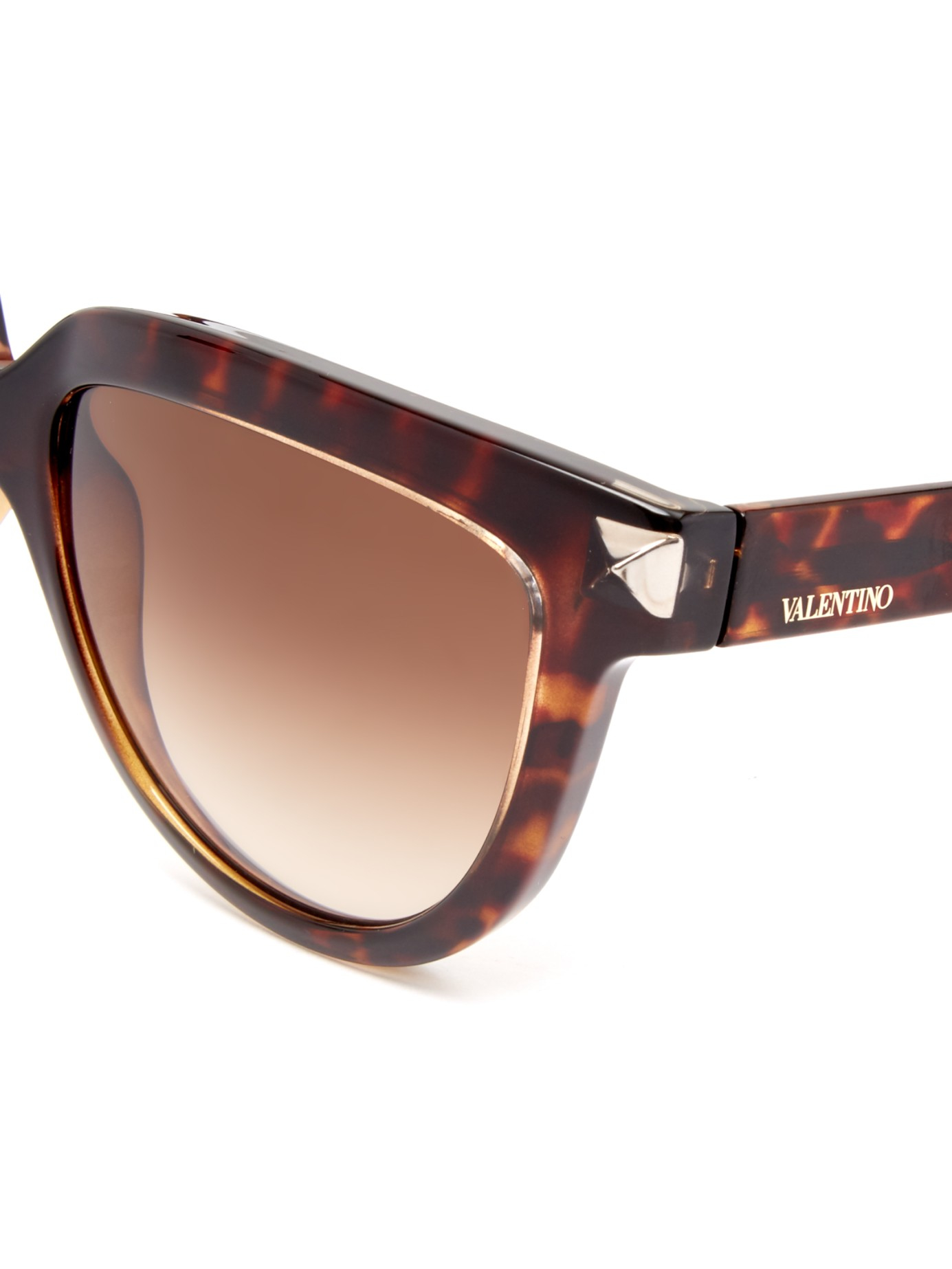 Lyst - Valentino Rockstud Cat-eye Frame Sunglasses in Brown