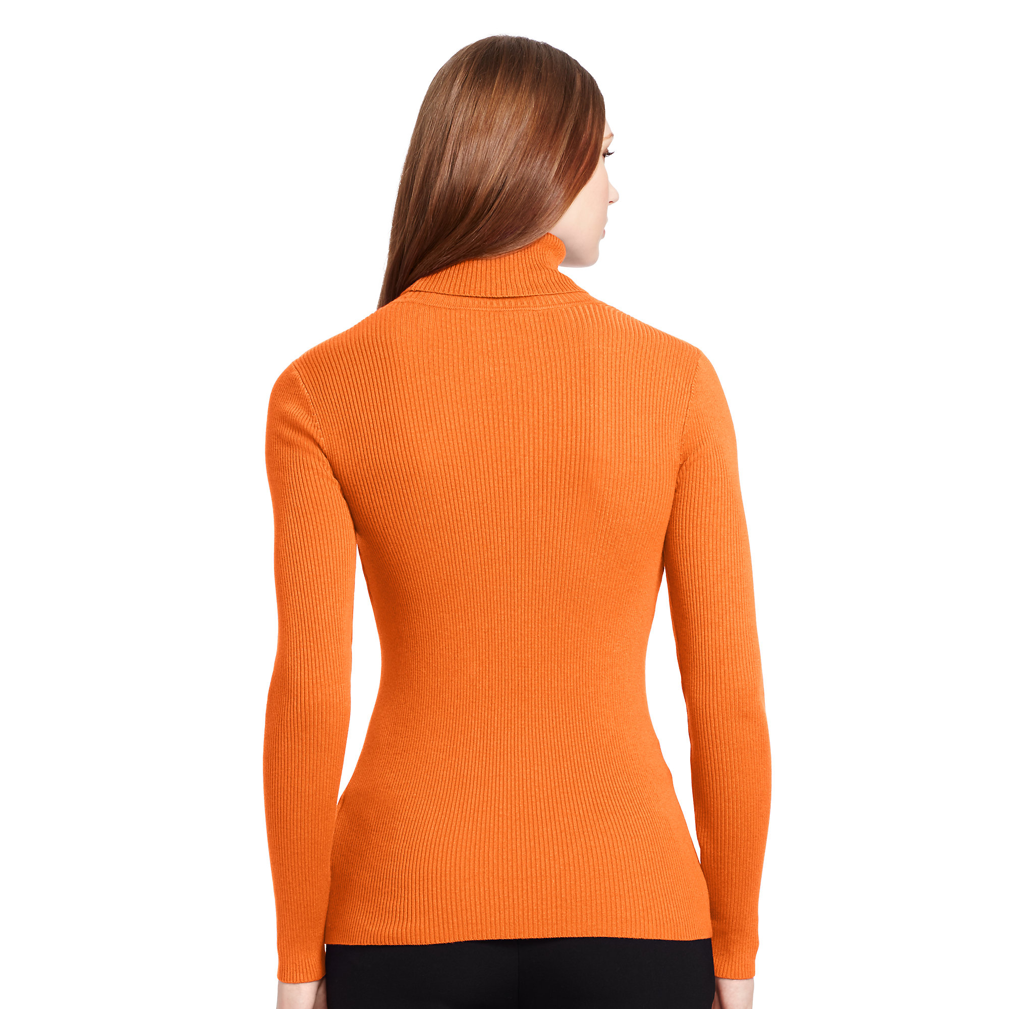 Ralph Lauren Ribbed Turtleneck Sweater in Orange - Lyst