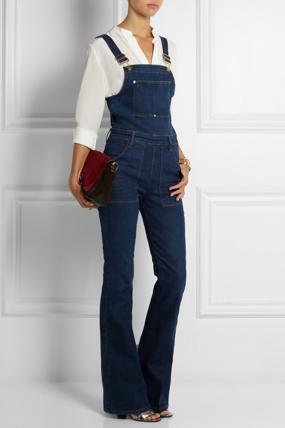 Lyst Frame Le High Flared Stretch Denim Overalls In Blue 8439