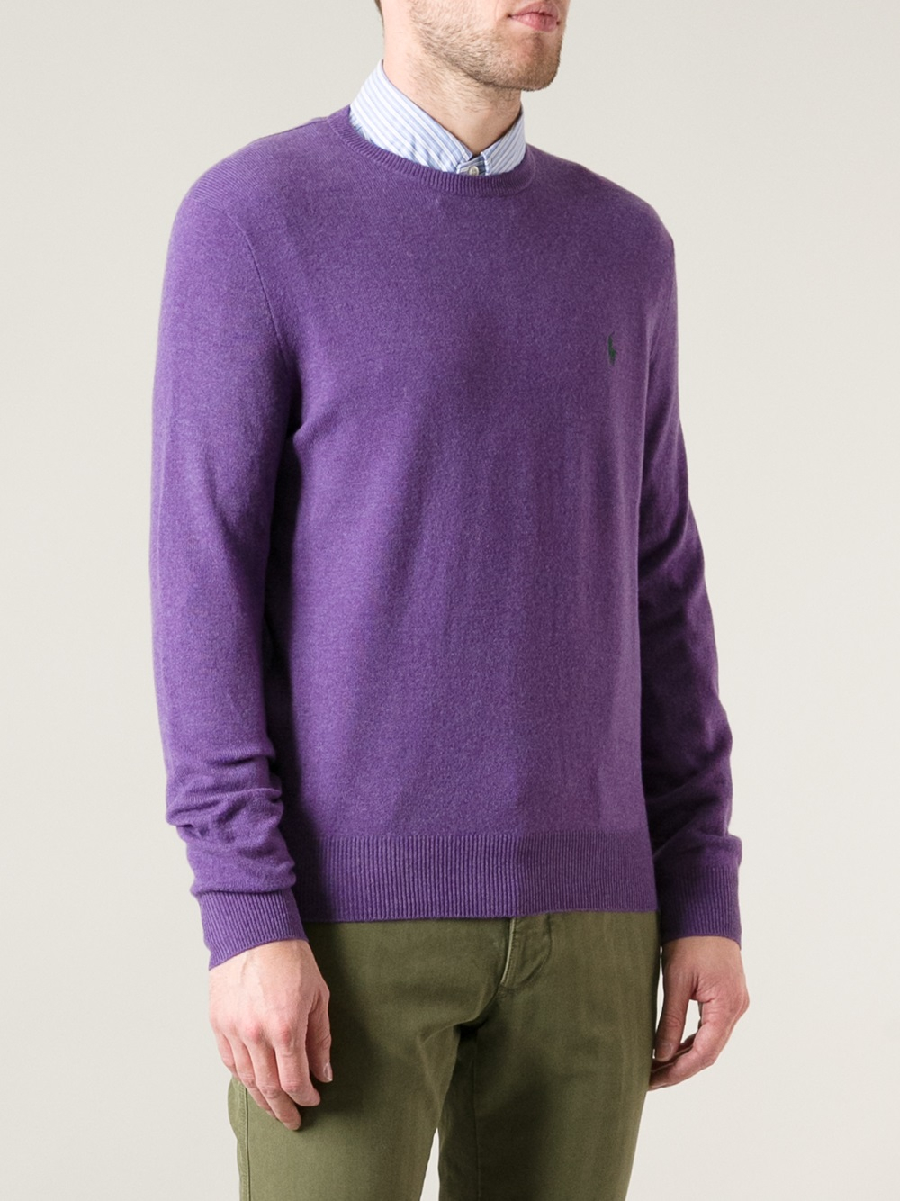 Lyst - Polo Ralph Lauren Crew Neck Sweater in Purple for Men