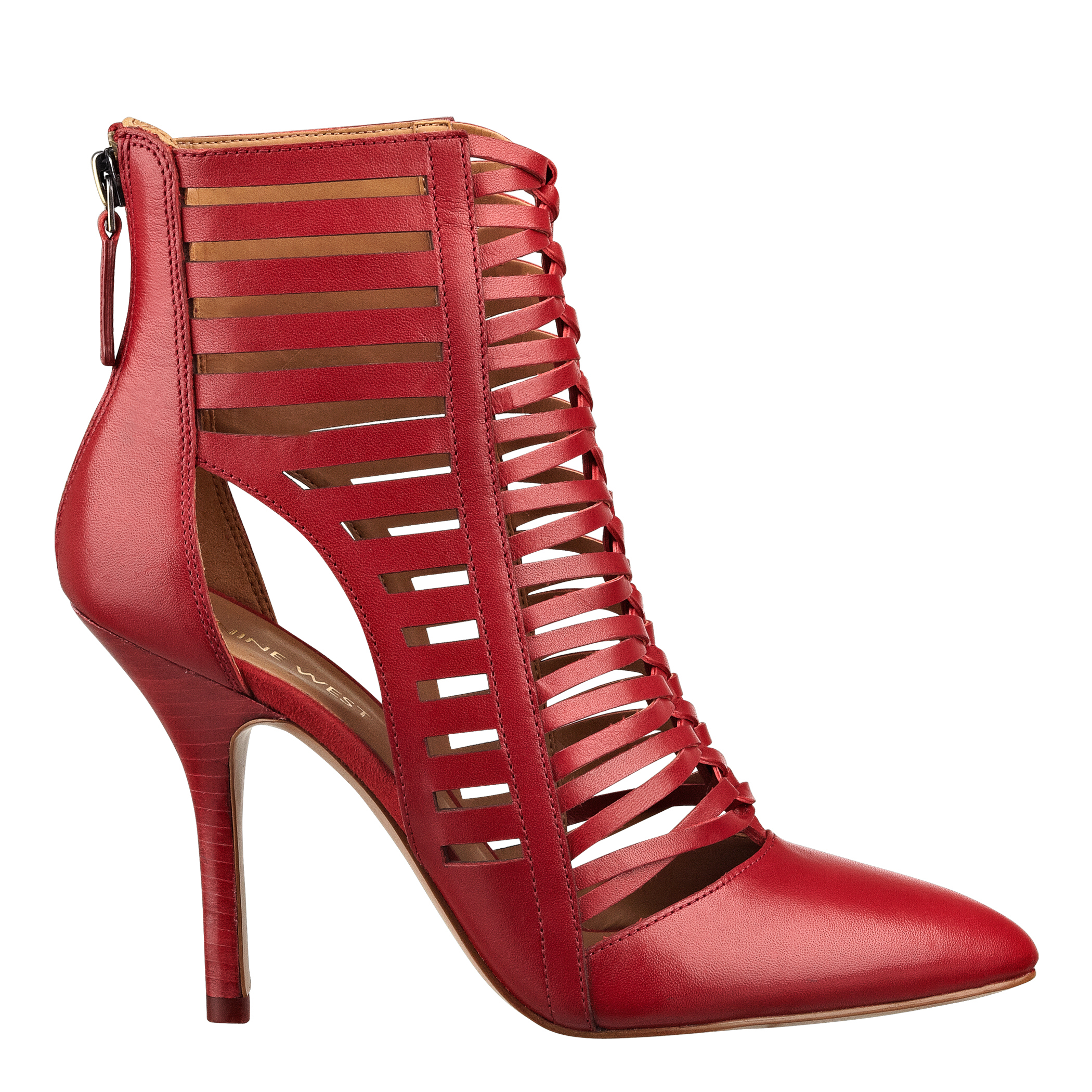 Nine West Leather Bessy Caged Booties in Red Leather (Red) - Lyst