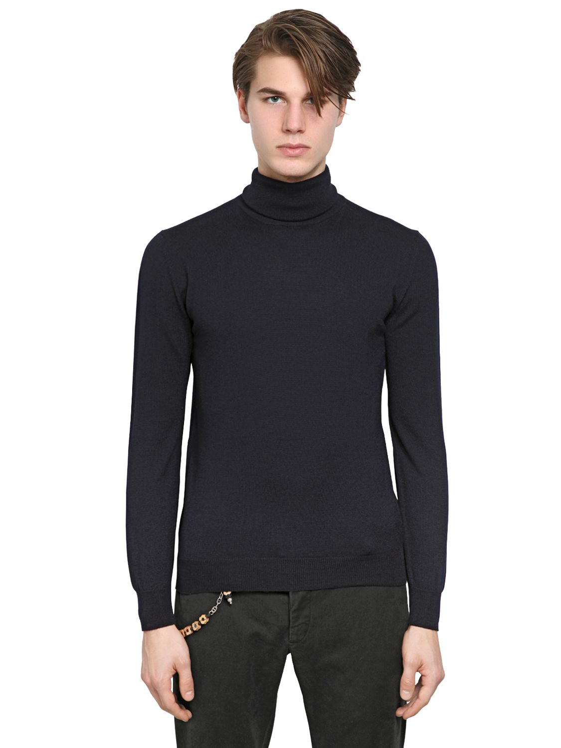 Lyst - Lardini Merino Wool Knit Turtleneck Sweater in Blue for Men