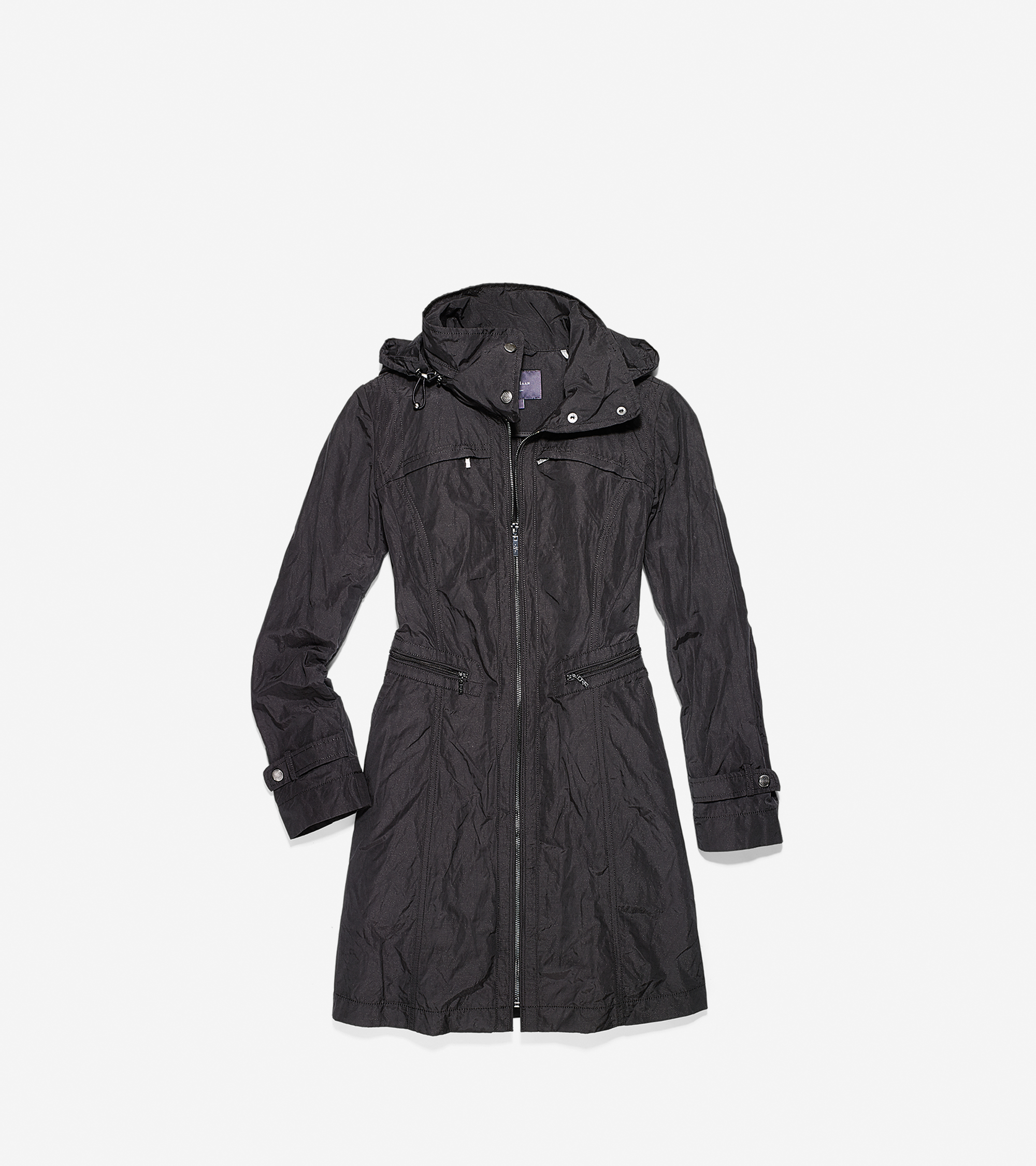 Cole Haan Single Breasted A-Line Raincoat Black - 6pm.com
