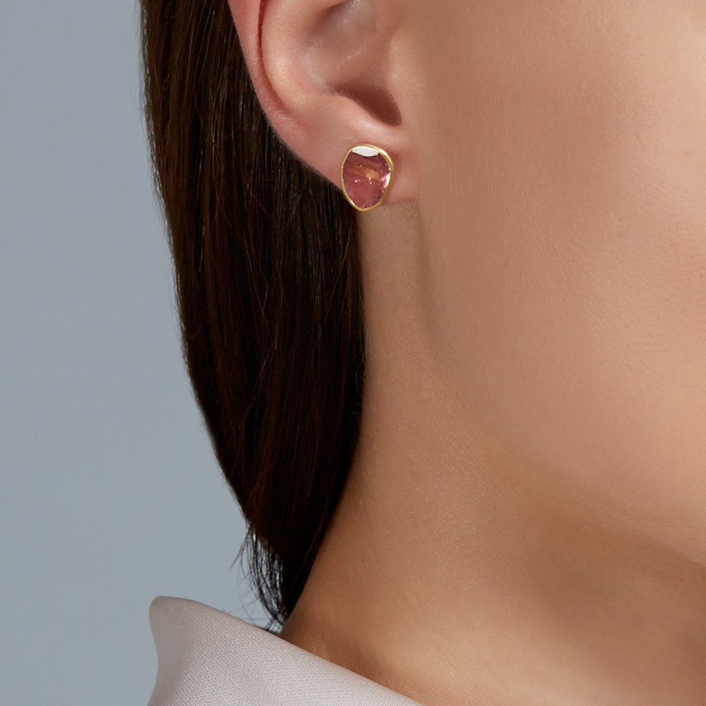 Lyst Pippa Small Pink Tourmaline Stud Earrings In Gallery
