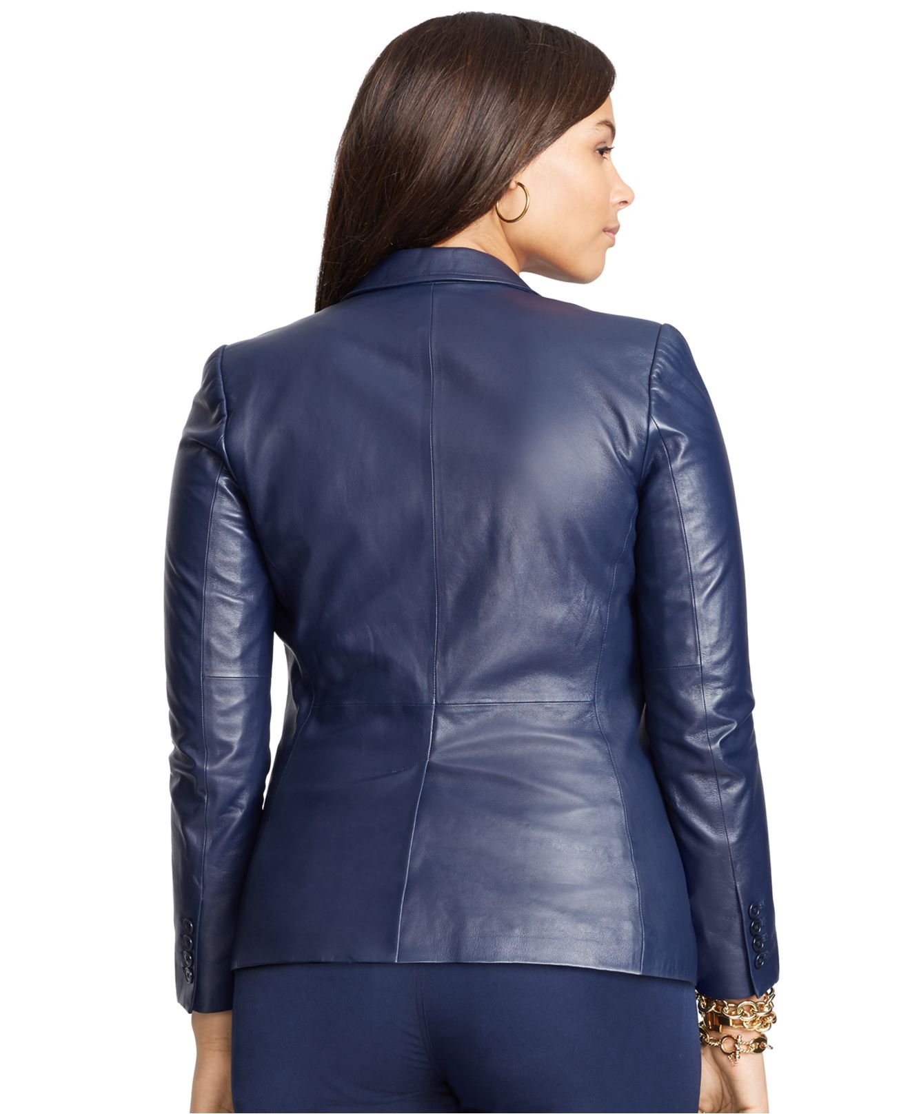 Lauren By Ralph Plus Size 2 On Leather Jacket In Blue Gallery