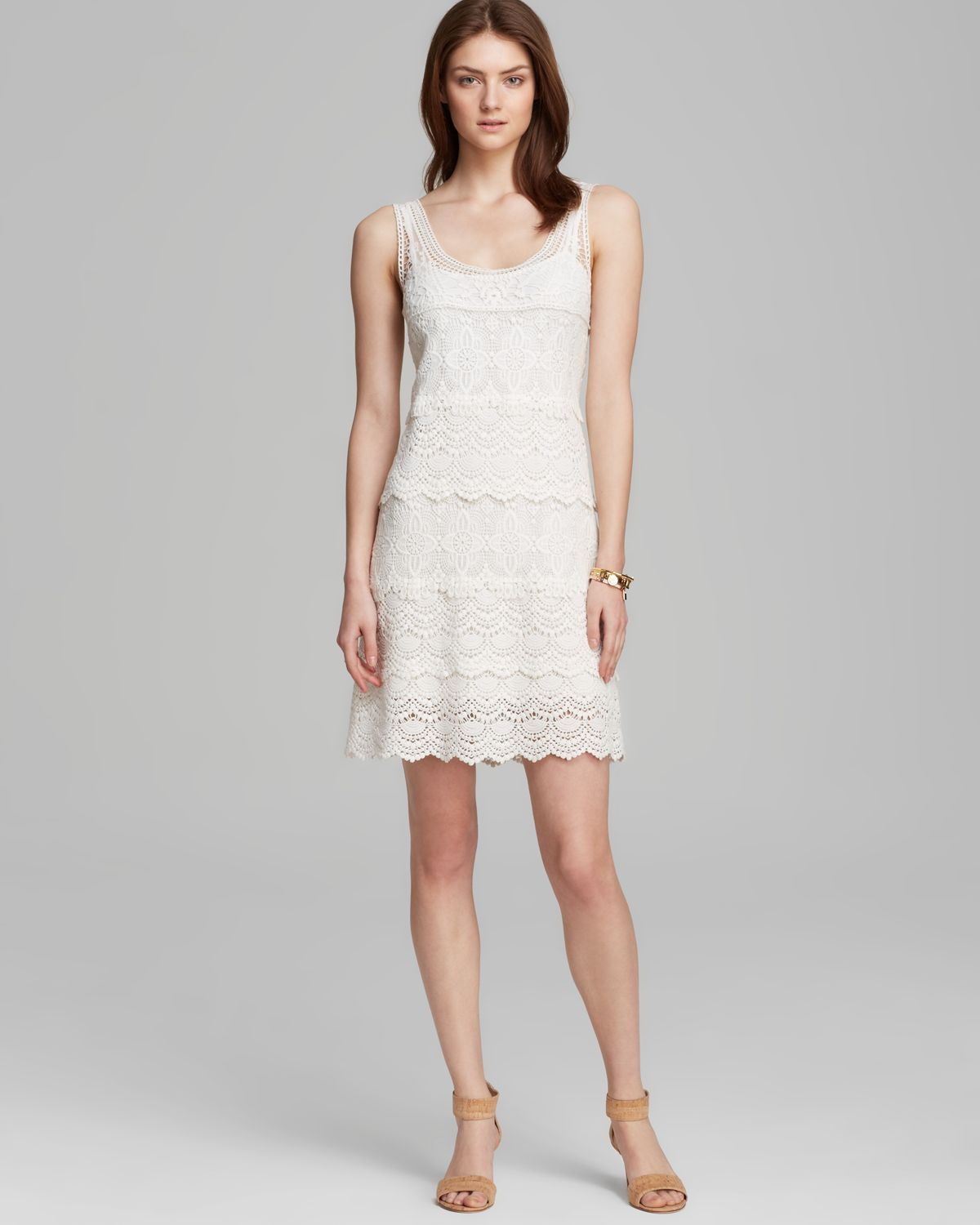 Adrianna papell Sleeveless Crochet Dress in White | Lyst