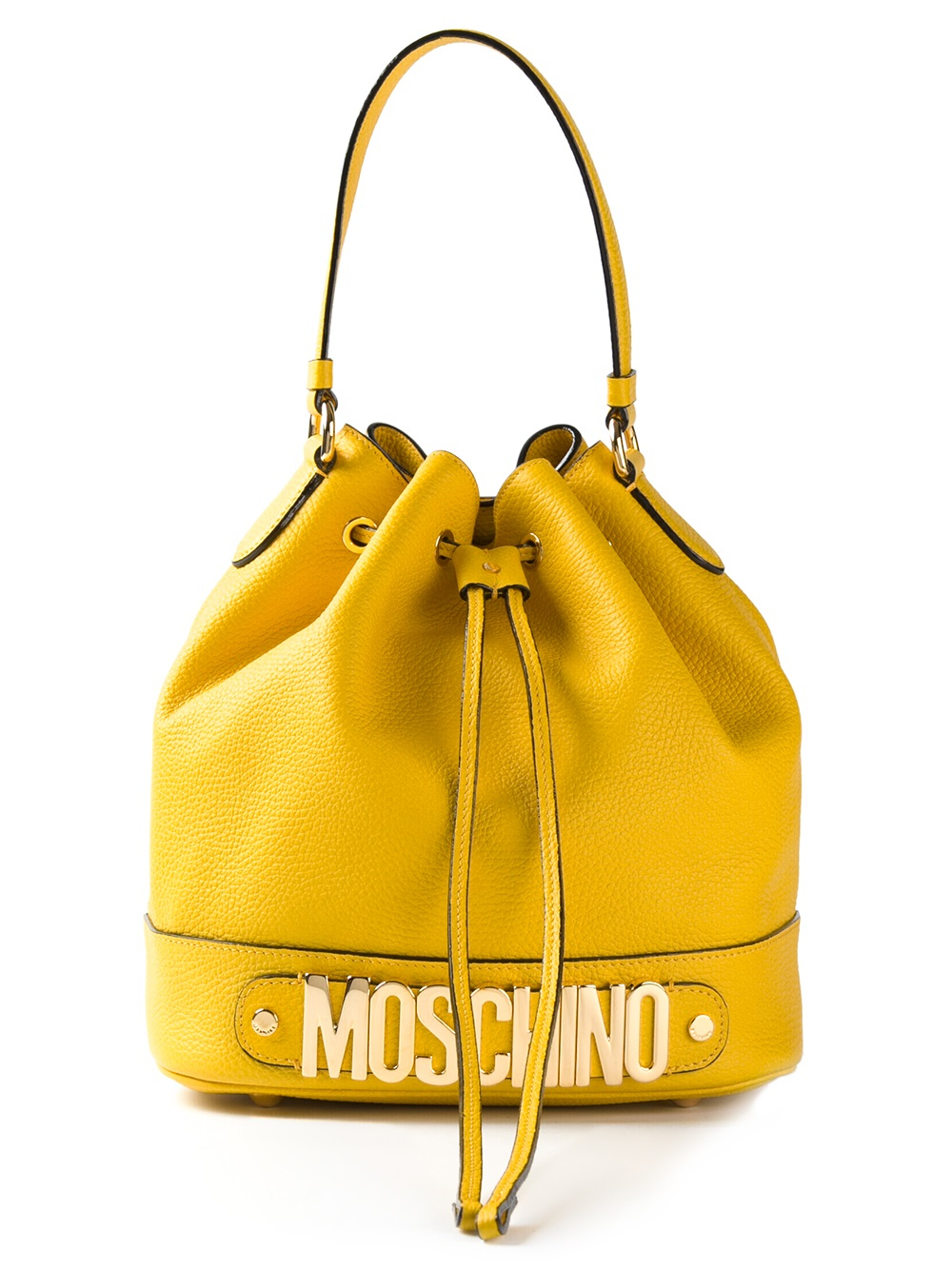 Lyst Moschino Logo Bucket Tote Bag in Yellow