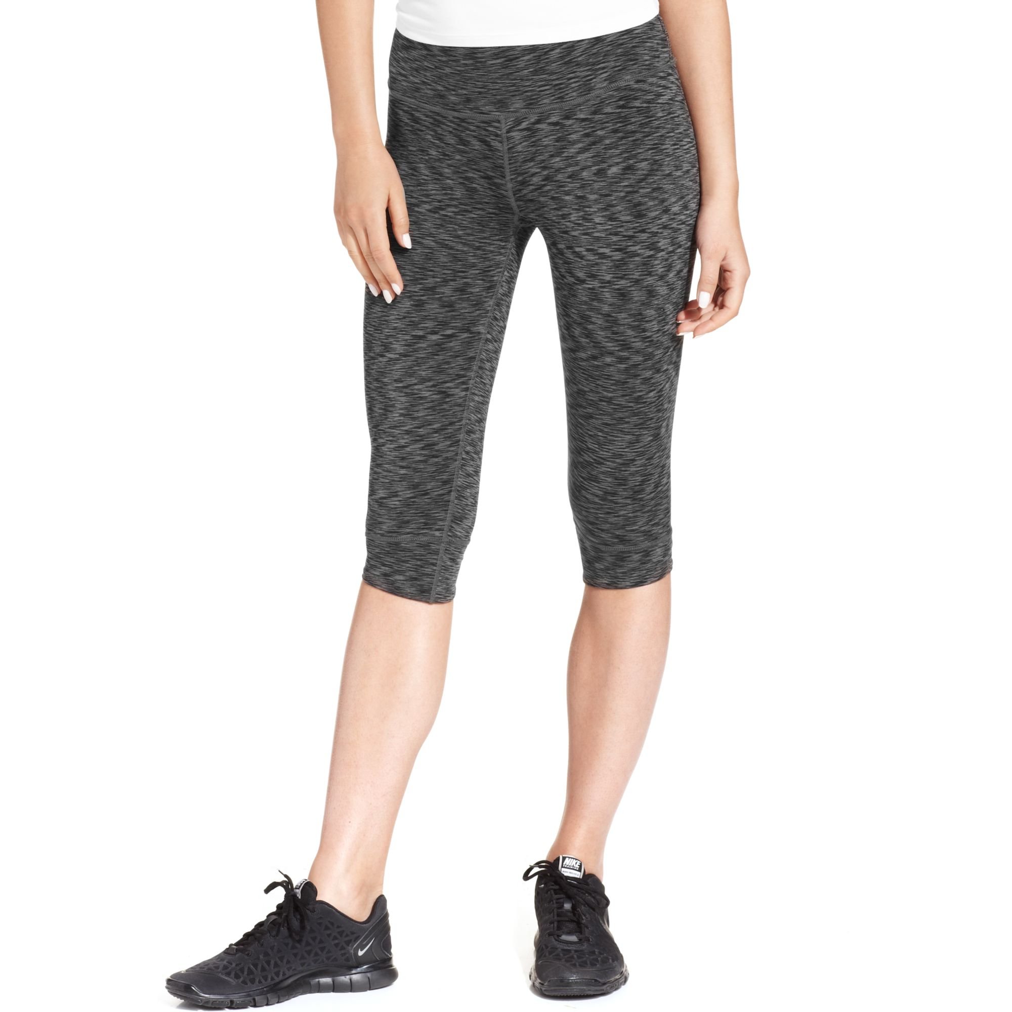 Calvin Klein Performance Spacedye Capri Leggings in Black (Black/Grey ...