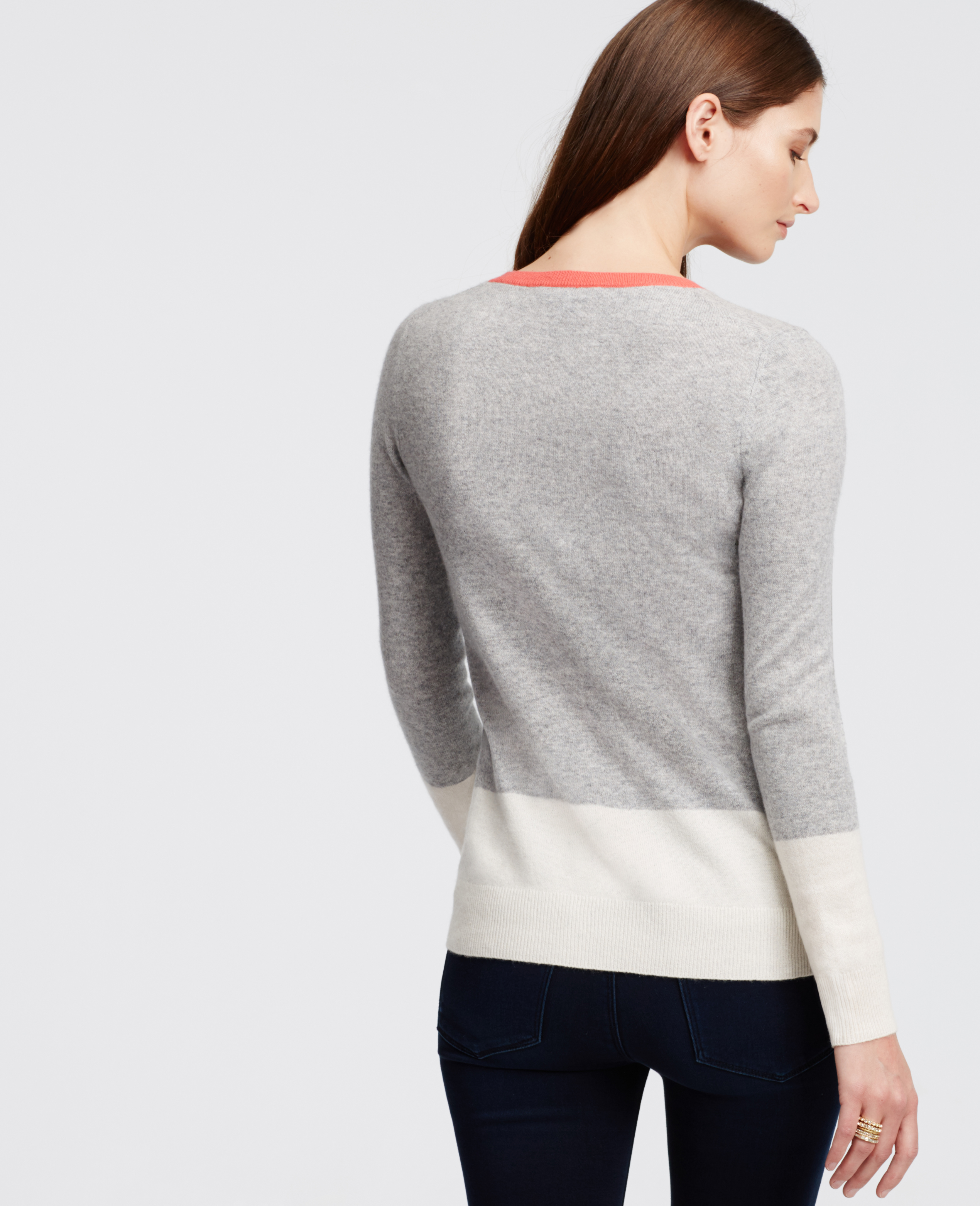 Lyst - Ann Taylor Colorblock Cashmere V-neck Sweater In Metallic