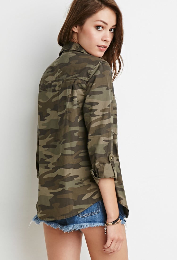 Forever 21 Camo Print Jacket in Green | Lyst