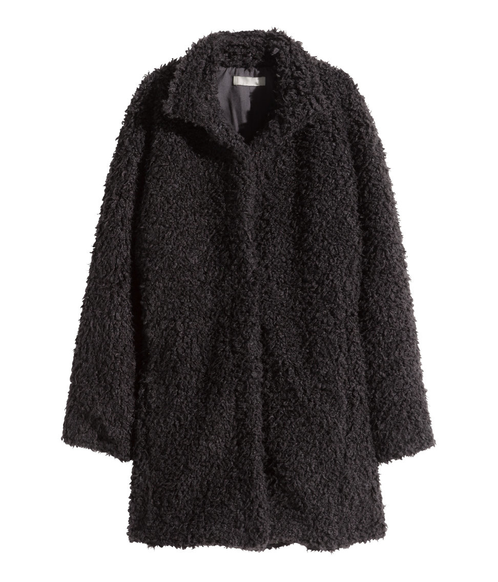 Lyst - H&M Pile Coat in Black