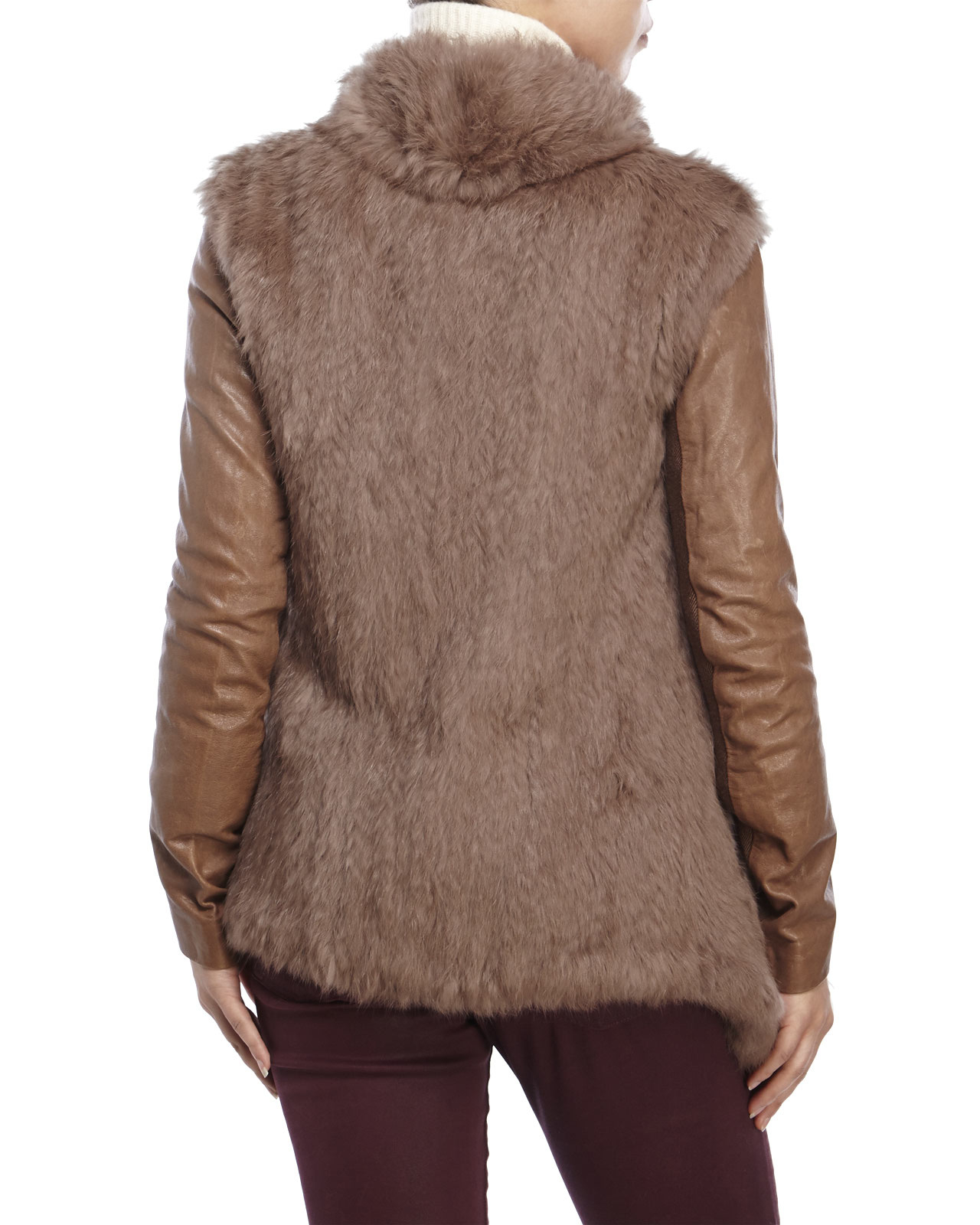 Lyst June Real Rabbit Fur & Leather Jacket in Brown