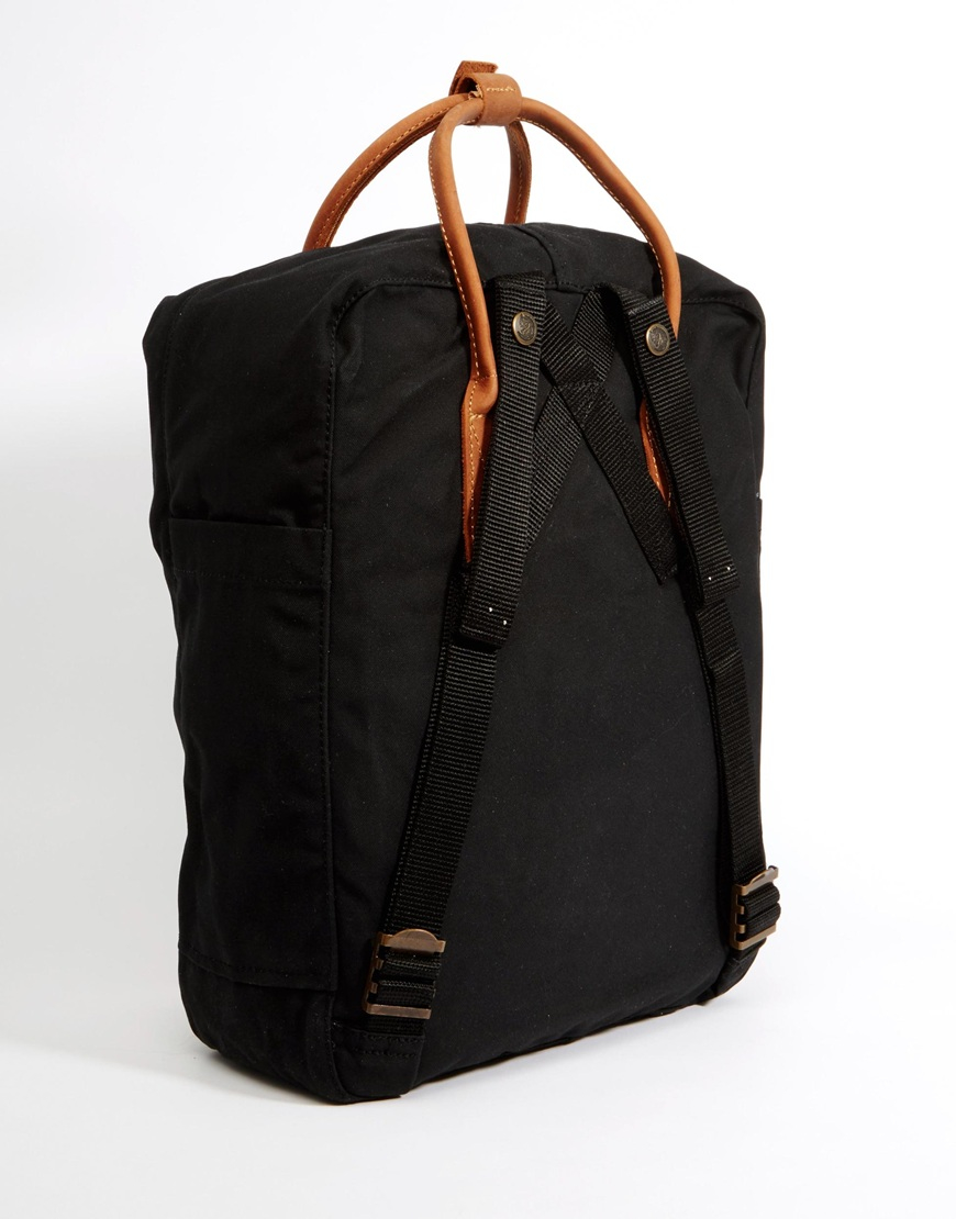 Lyst Fjallraven Kanken No.2 Backpack With Leather Details in Black