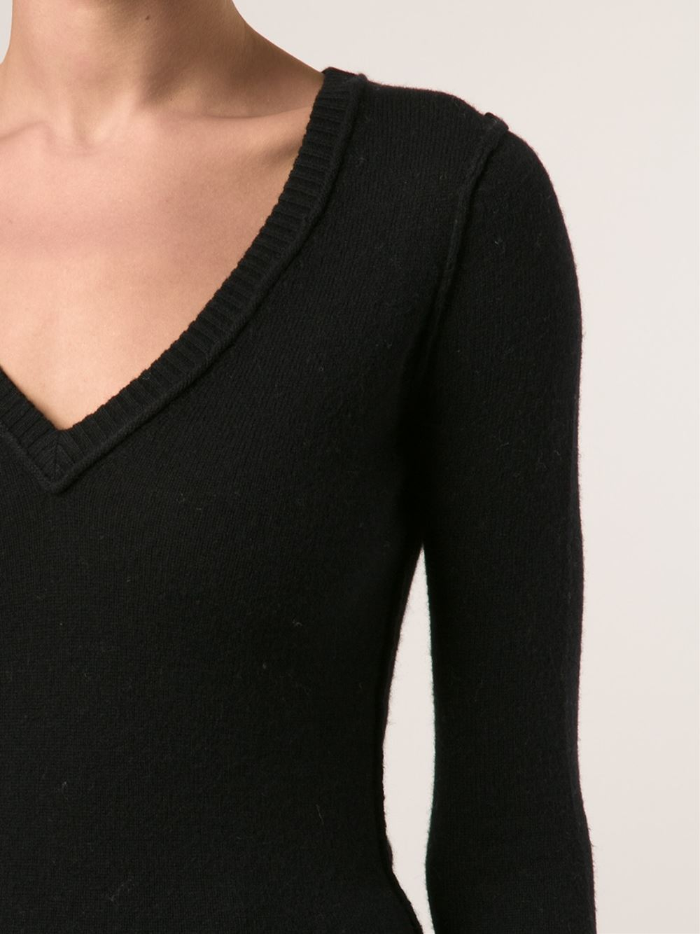 cashmere black v neck sweater