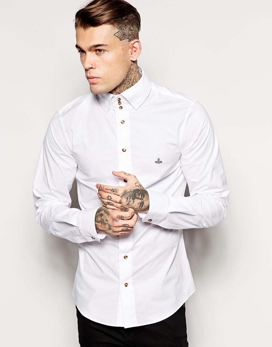 Lyst - Vivienne Westwood Shirt with 3 Button Collar in White for Men