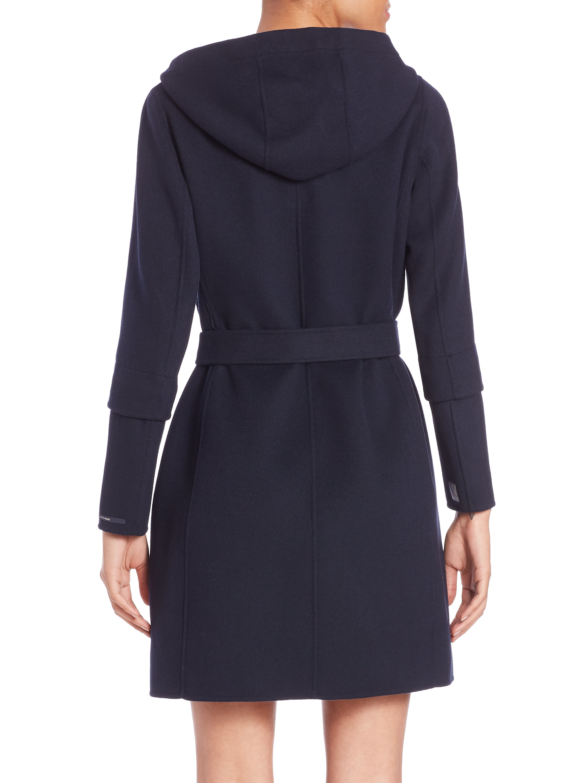 Lyst - Max Mara Cube Collection Hooded Wool Coat in Black