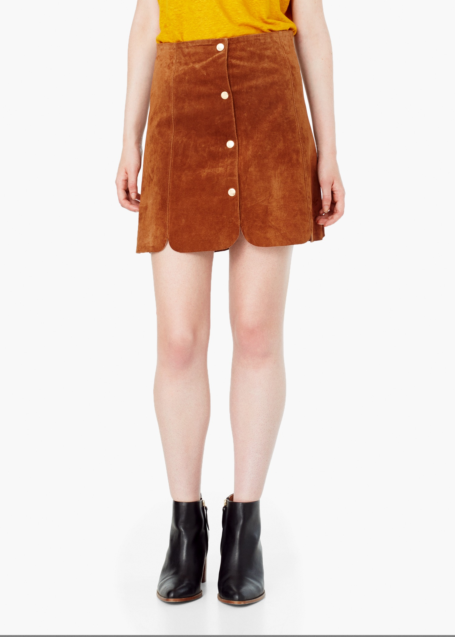 Lyst - Mango Suede Skirt in Brown