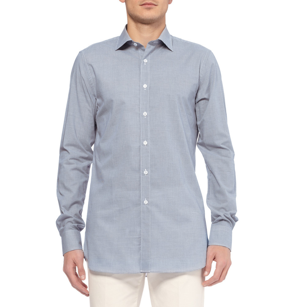 Lyst - Dunhill Slim-Fit Check Cotton Shirt in Blue for Men