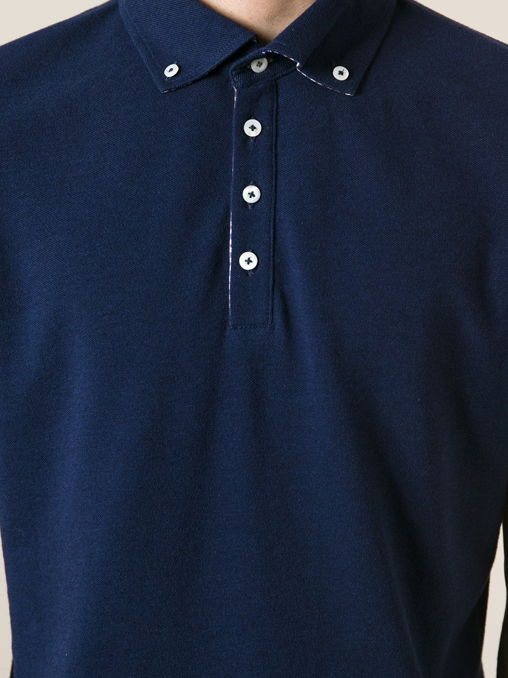 Lyst - Brunello Cucinelli Button Down Collar Polo Shirt in Blue for Men