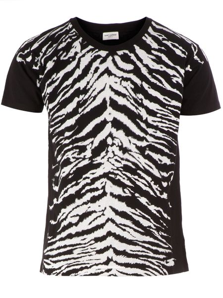 Saint Laurent Zebra Print Tshirt in Black for Men | Lyst