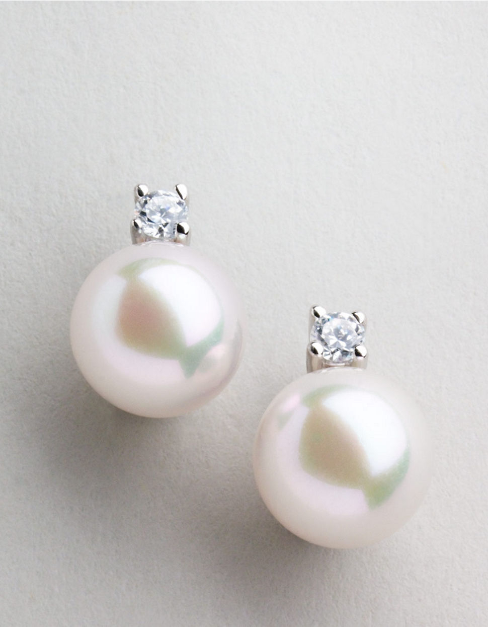 Lyst Majorica Organic Man Made Pearl And Cubic Zirconia Stud Gallery