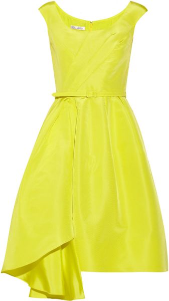 Oscar De La Renta Silkfaille Dress in Yellow | Lyst
