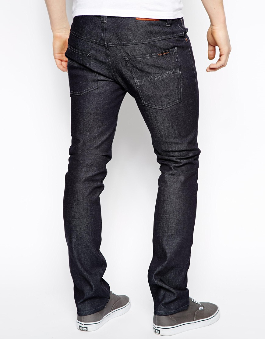 Nudie jeans Thin Finn Slim Fit Organic Dry Dark Grey Wash in Blue for ...