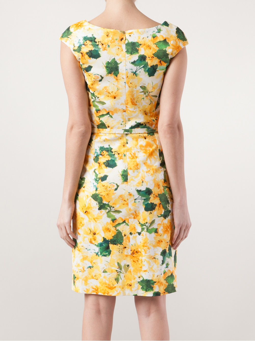 Lyst - Oscar De La Renta Printed Stretch-Cotton Twill Dress in Green