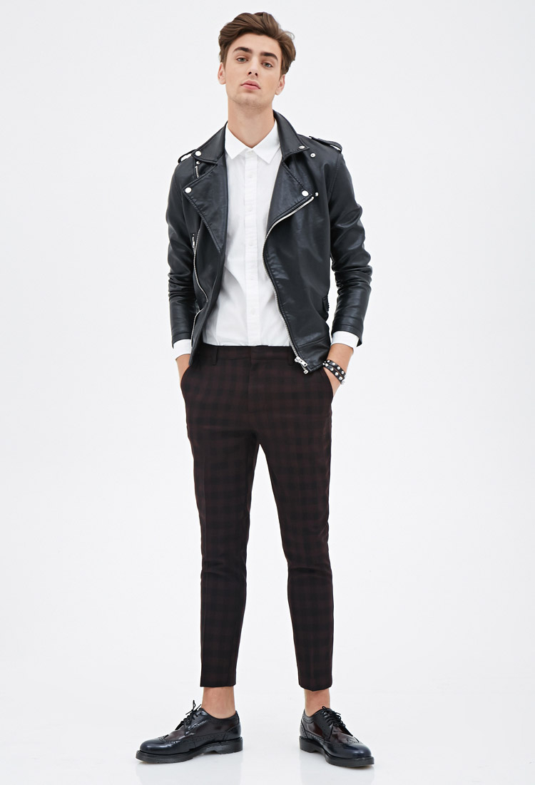 Lyst Forever 21 Plaid Dress Pants In Purple For Men Gallery